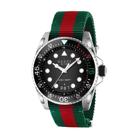 gucci white red and green mens watch|Gucci dive.